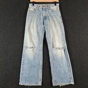 American Eagle Outfitters Women Jeans Light Wash Distressed Knee Flare Leg 26x28